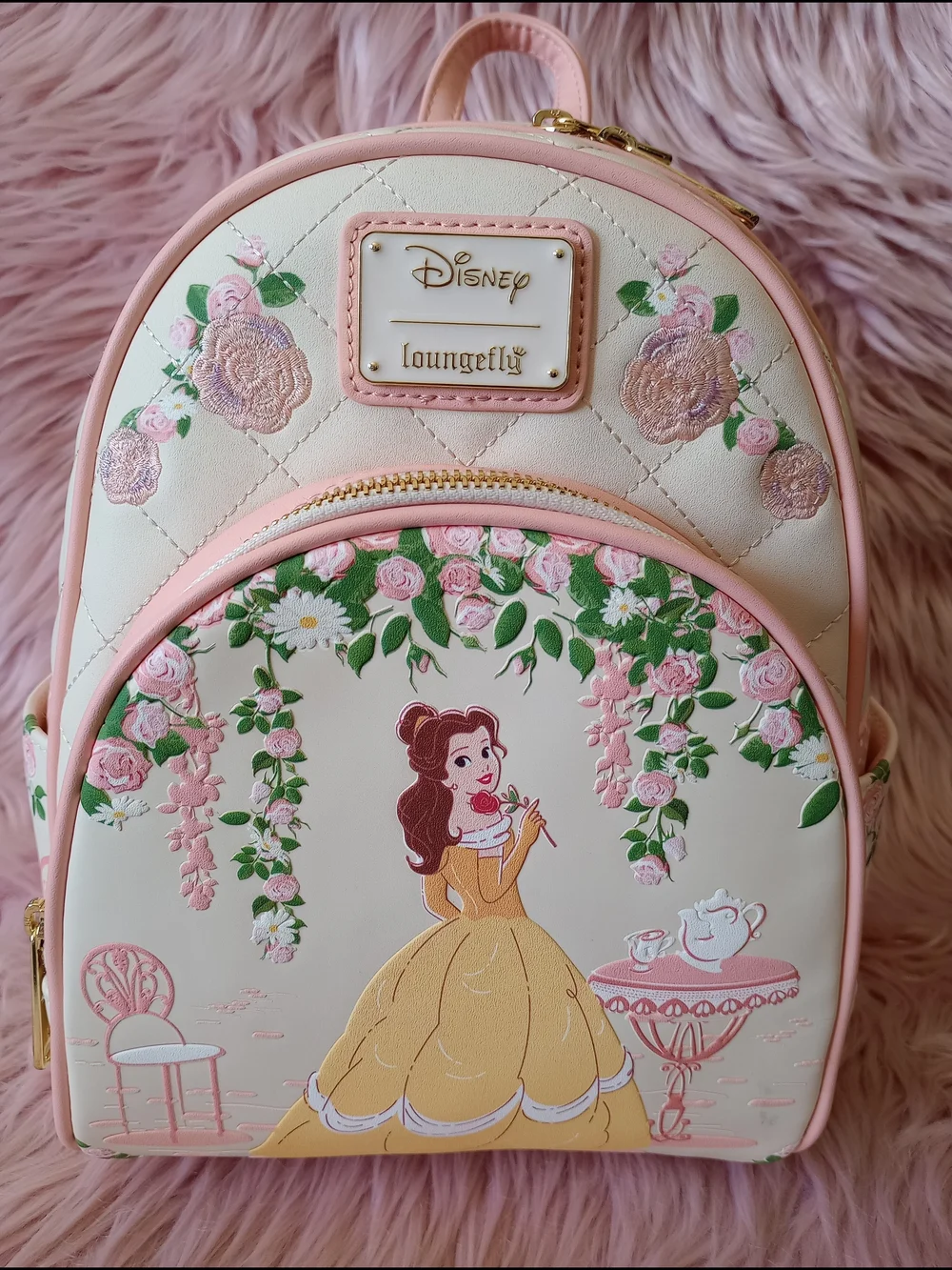 Disney x Loungefly Pink Belle Floral Mini Backpack